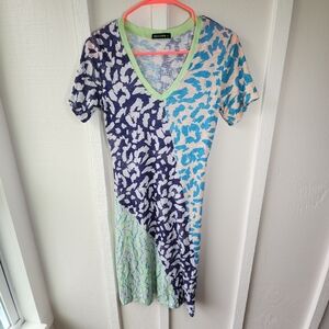 David Cline Neon Leopard Prink Multi Colored Dress Size Small